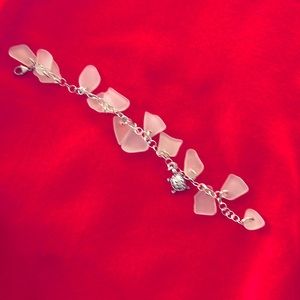 Hawaiian sea glass with silver sea turtle bracelet